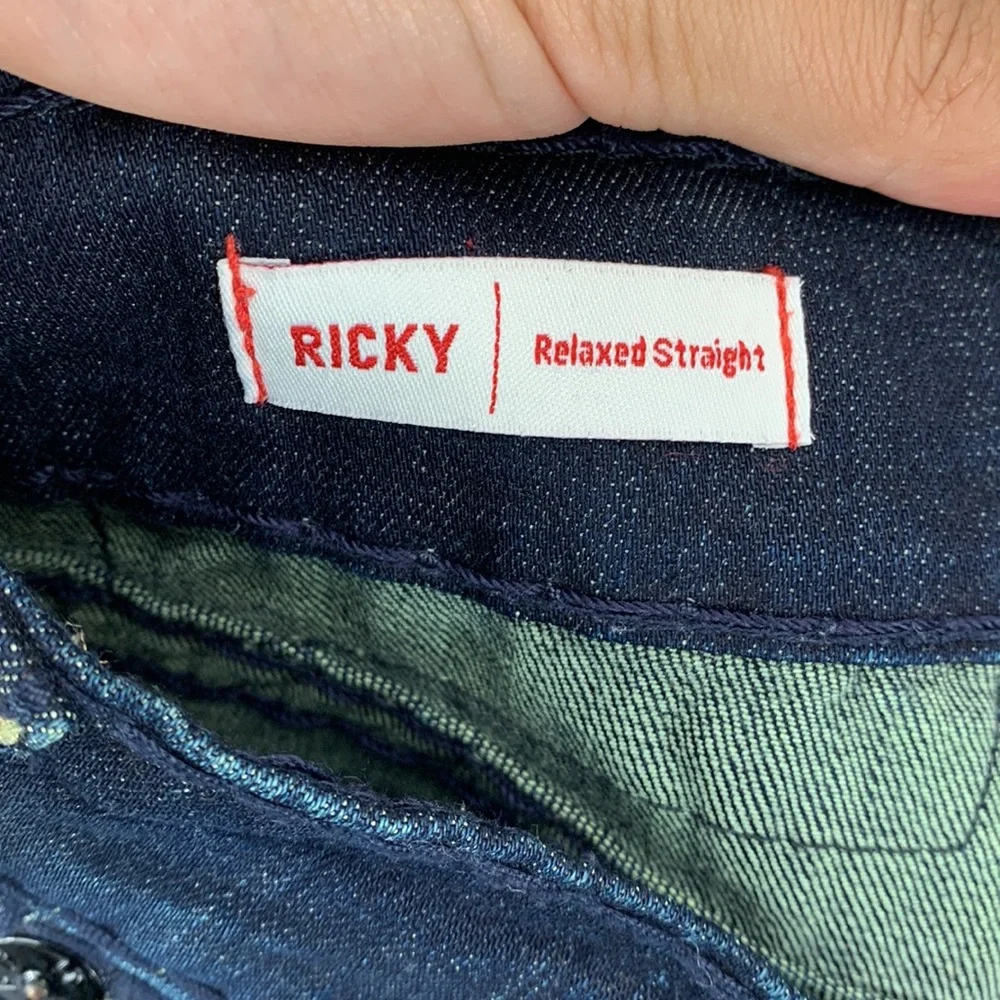 True Religion Ricky Relaxed Straight‎ Jeans Women’s Blue Dark Wash Denim Size 28 - Picture 11 of 16